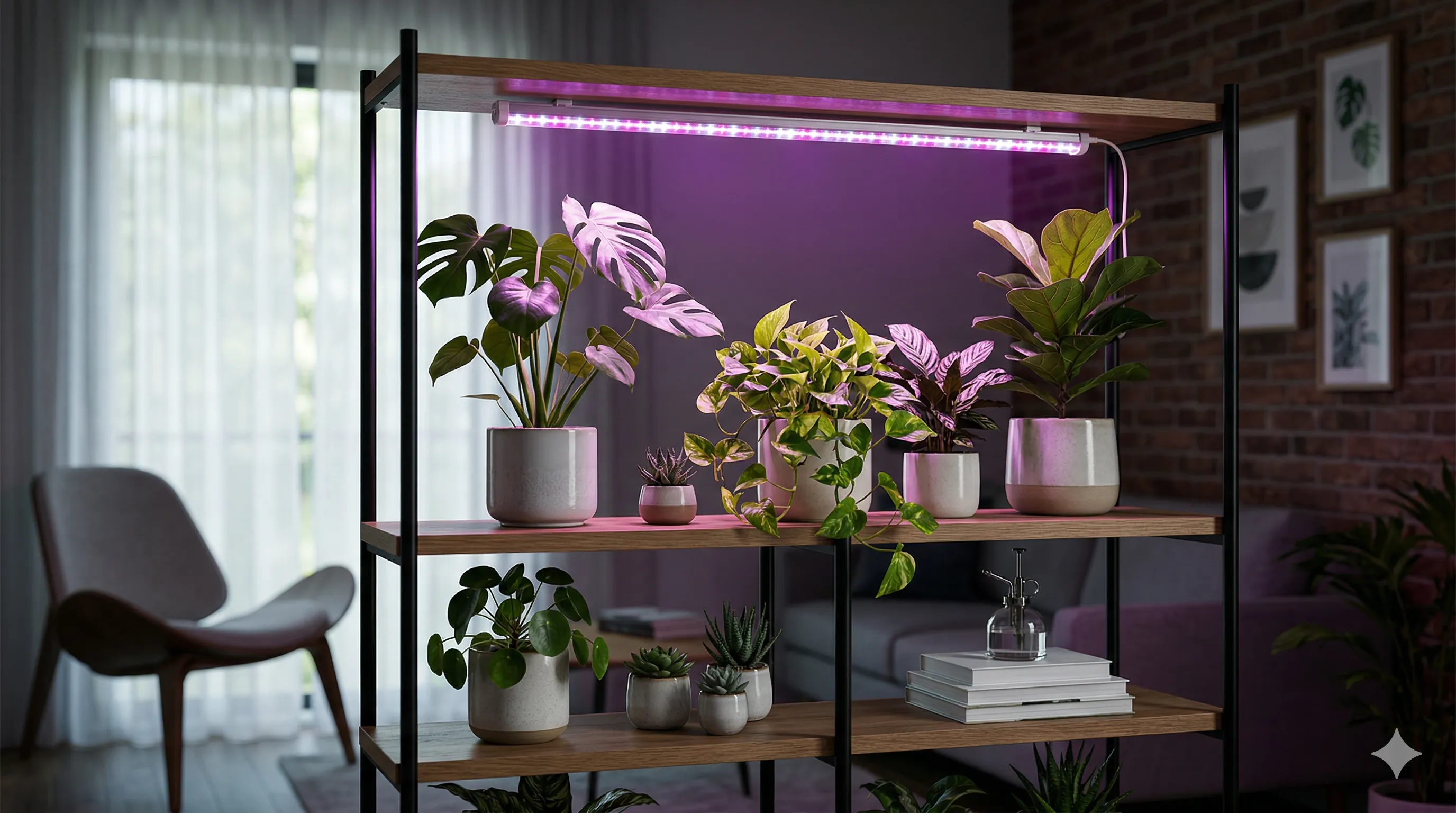 Plants under grow lights